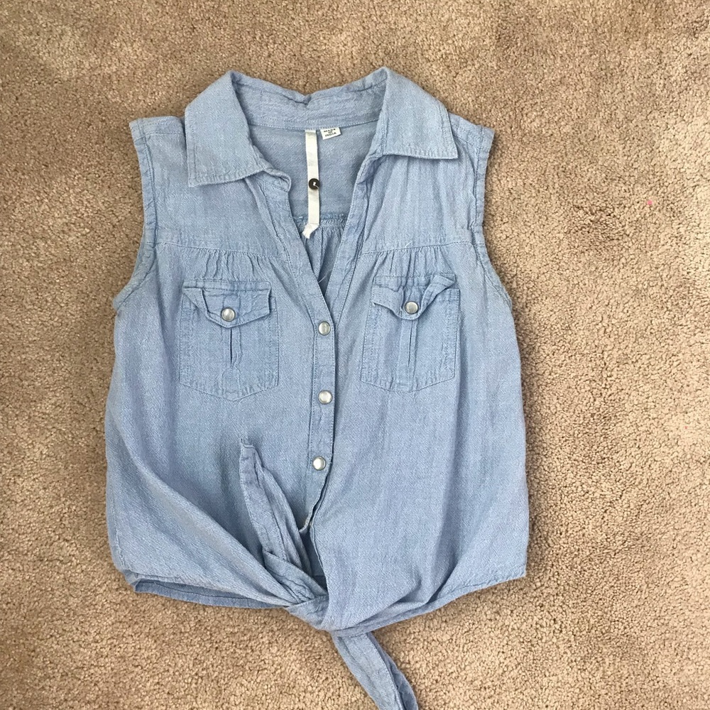Denim sleeveless cropped tank